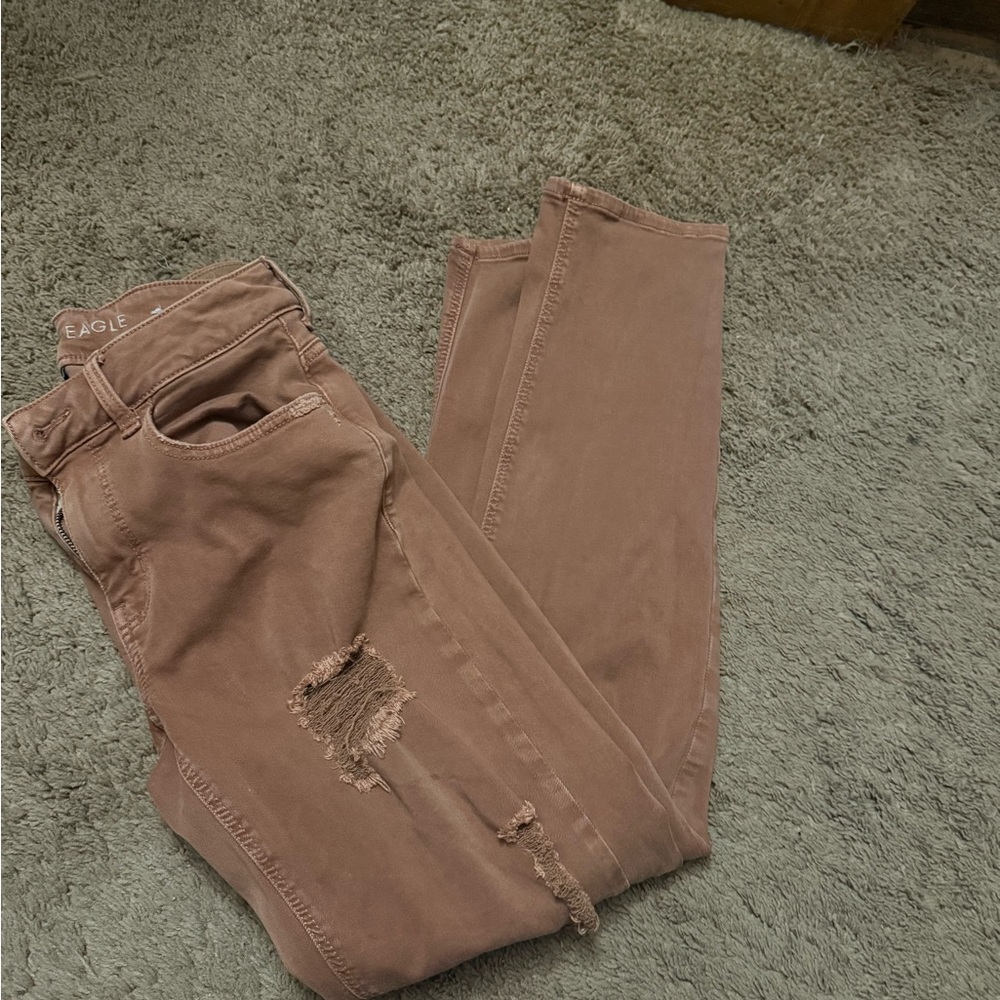 American Eagle Outfitters Women's Ripped Brown Skinny Jeans